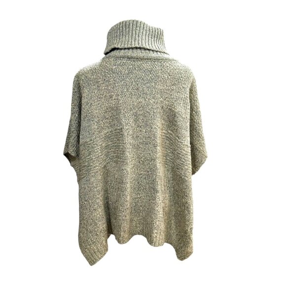 Steve Madden Turtleneck Poncho Sweater Marled Oatmeal OSFM One Size Open Sleeve - Picture 5 of 9
